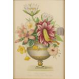 A pair of French decorative coloured prints - urns of flowers - Vase d'argent and Vase de Venise, 43