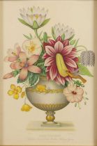 A pair of French decorative coloured prints - urns of flowers - Vase d'argent and Vase de Venise, 43