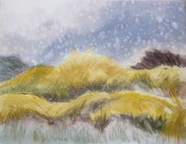 Harry Barr (1896-1987) Heathland in snow, watercolour with scratching; and another similar (2)