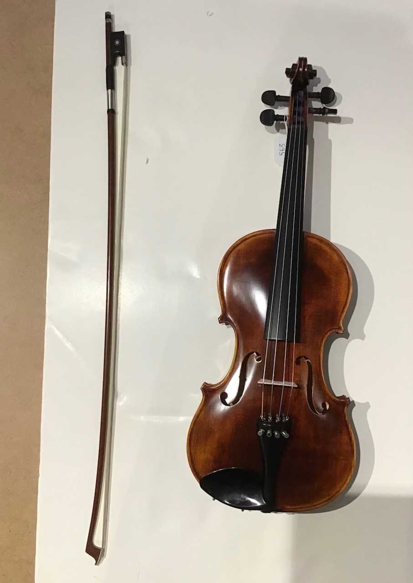 A modern violin by Hora, Romania, 35.5cm; together with bow, cased