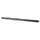 An early 20th century Cocus wood flute by Metzler and co, London, 66cm in length