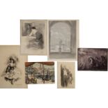 A folio of assorted watercolours and pencil drawings, artist's to include: E Potthose; R Pannett;