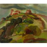 Harry Barr (1896-1987) Hilltop with church, oil on canvas, 51 x 61cm