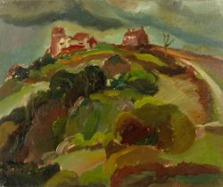 Harry Barr (1896-1987) Hilltop with church, oil on canvas, 51 x 61cm