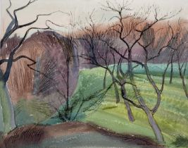 Harry Barr (1896-1987) Wooded landscape, signed and dated Jan 1954, ink and watercolour with