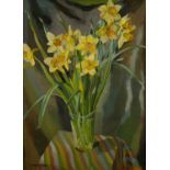 Harry Barr (1896-1987) Still life – daffodils in a glass vase, signed, oil on canvas, 75 x 54cm