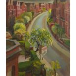 Harry Barr (1896-1987) A street corner, oil on canvas, 66 x 56cm