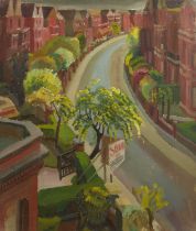 Harry Barr (1896-1987) A street corner, oil on canvas, 66 x 56cm