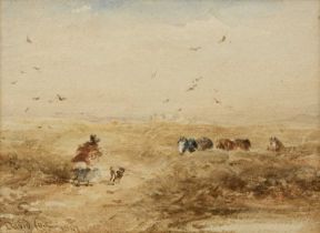 David Cox (1783-1859) A blustery day, signed and dated 1847, watercolour, 16 x 22cm