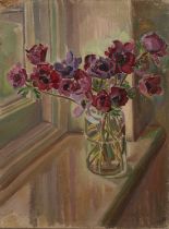 Harry Barr (1896-1987) Still life – anemones in a glass jar, oil on canvas, 61 x 45.5cm Upper left