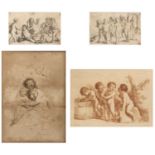 Francesco Bartolozzi after Guercino A group of putti, sepia stipple engraving, 22 x 31.5cm, eleven