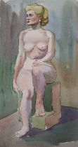 Harry Barr (1896-1987) Seated female nude, ink and watercolour, 38 x 20cm; and six further nude