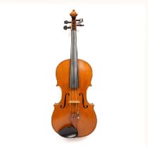 A late 19th century German viola of golden brown colour with two piece back, 15.1/2", 39.4cm, in