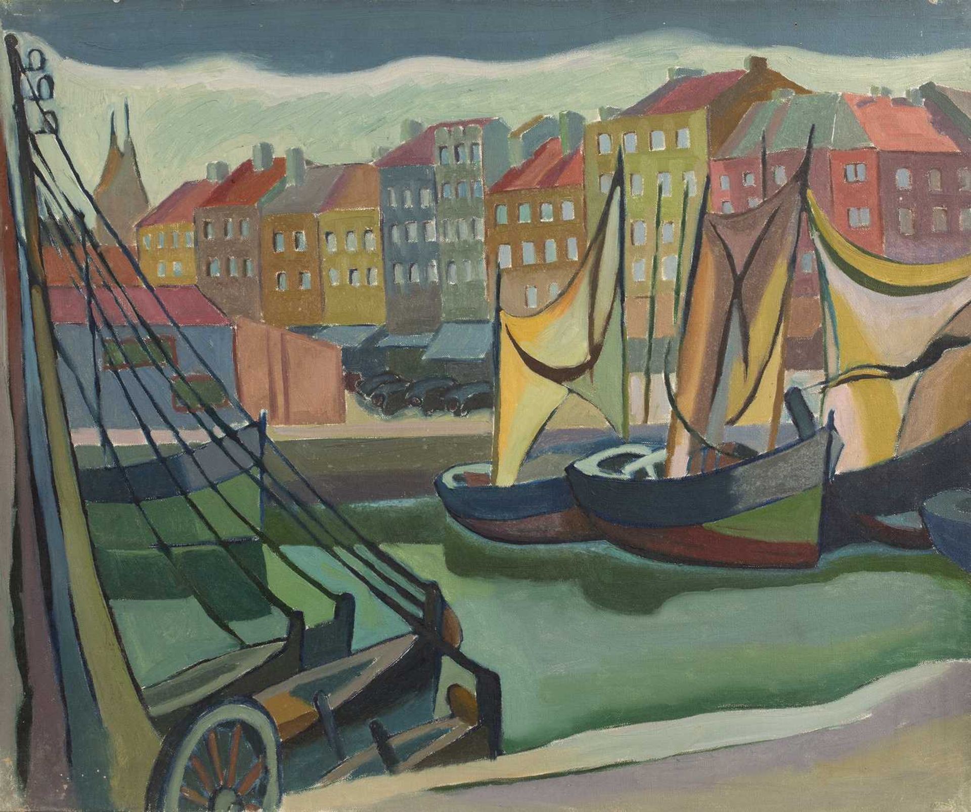 Harry Barr (1896-1987) The harbourside, oil on canvas, 51 x 61cm; and a further similar study of