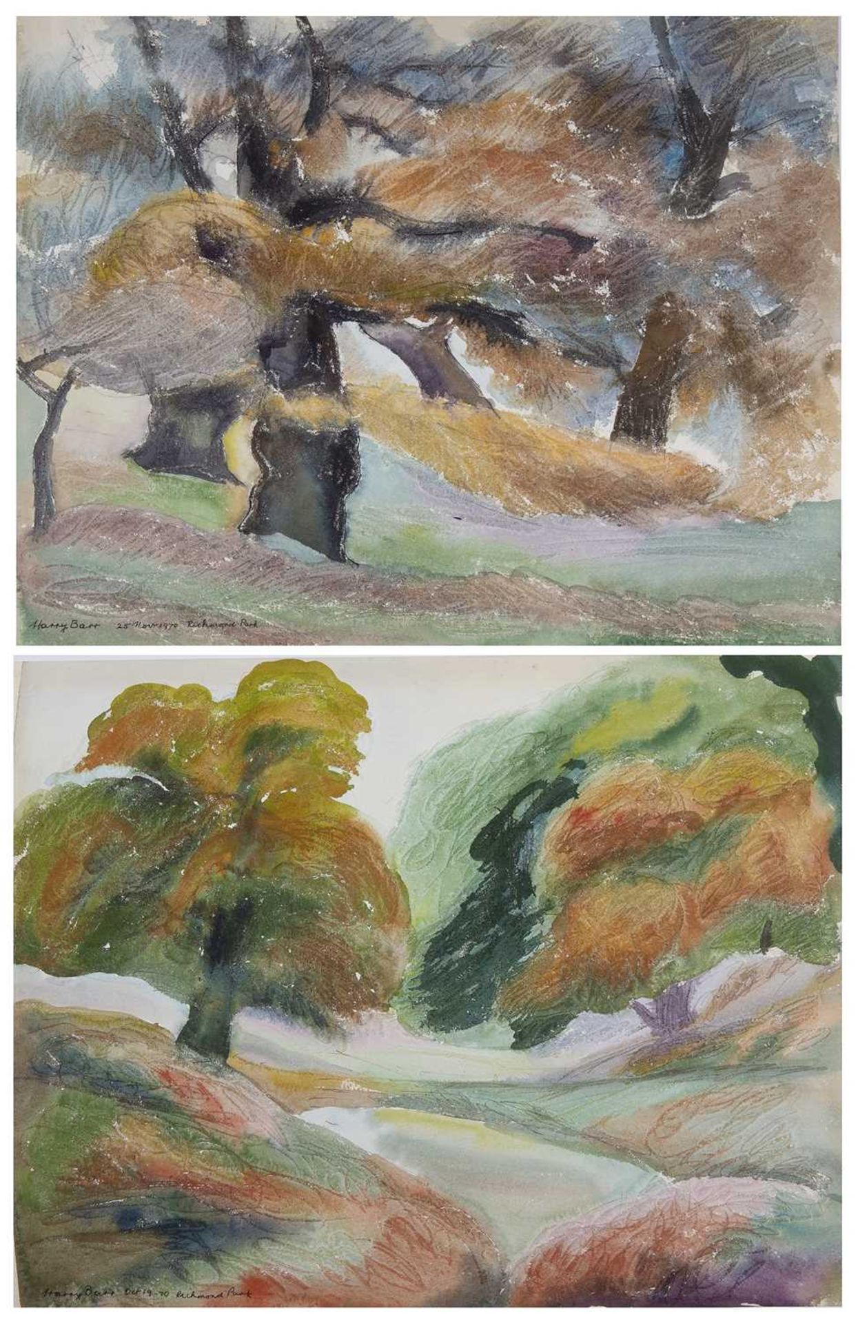 Harry Barr (1896-1987) ‘Richmond Park’, signed, inscribed and dated 25 Nov. 1970, pencil and - Bild 2 aus 2