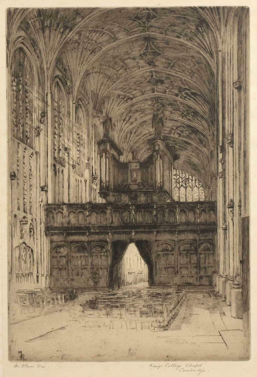 M Oliver Rae 'Kings College Chapel, Cambridge', etching, pencil signed in the margin and titled, - Image 7 of 9