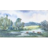 Florence Quinlan (20th century) Wittenham clumps, signed, watercolour, 10 x 18cm; and a further
