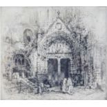 E Hedley Fitton (1859-1929) Church of The Three Kings, St Emilion, Guyenne, etching, faintly