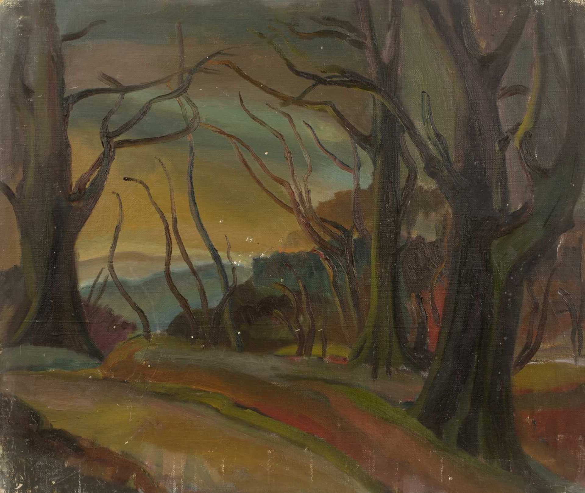 Harry Barr (1896-1987) An outlined forest edge, oil on canvas, 56 x 66cm; and one further – a tree - Bild 2 aus 4
