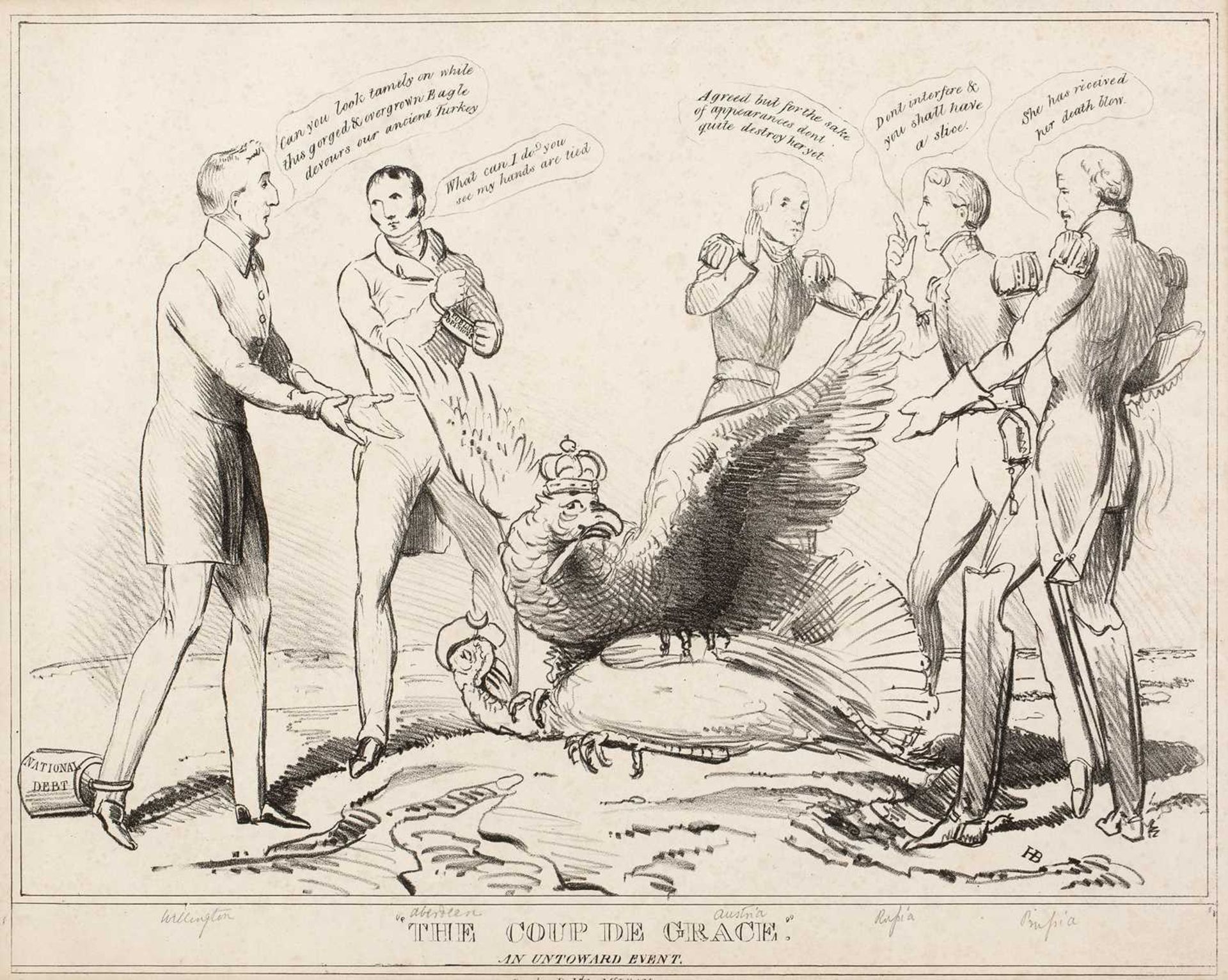 John Doyle 'The Coup de Grace - An Untoward Event', lithograph, Thomas Maclean (pubs), 29.5 x 34.