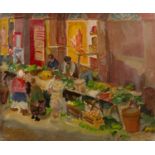 Harry Barr (1896-1987) Market day, oil on canvas, 51 x 61cm Light surface scratches to middle