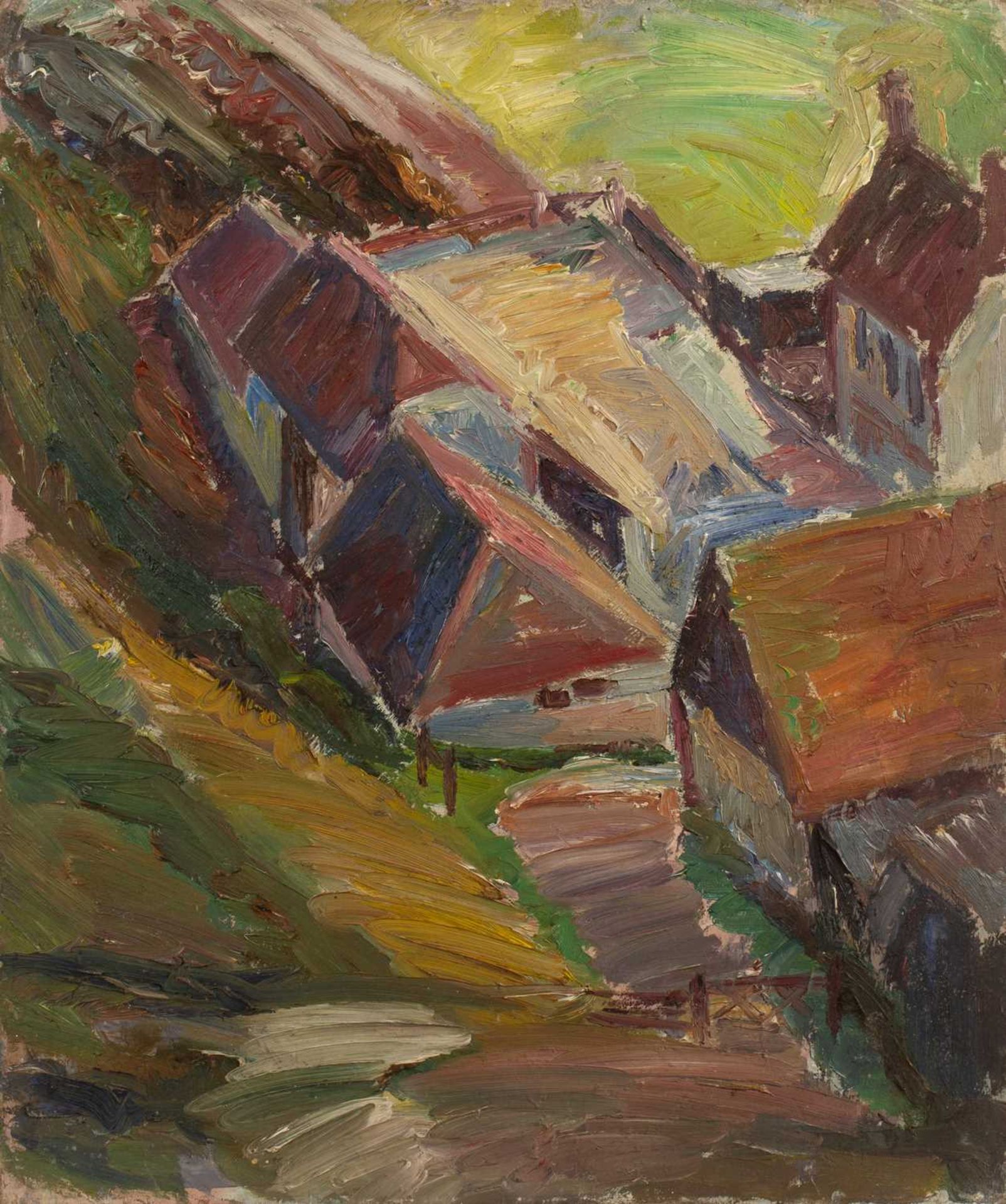 Harry Barr (1896-1987) Coastal landscape, oil on canvas, 51 x 61cm; and a view of a farmstead (2) - Image 2 of 4