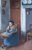 J Neyrinck (19th century) The Lacemaker, signed and dated 1898, oil on canvas, 55 x 36cm