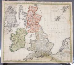 Johann Baptista Homann A general map of Great Britain and Ireland, hand-coloured engraving, 50 x