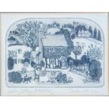Graham Clarke (b.1941) 'Valley Cottage', etching, pencil signed in the margin and titled, 8.5 x