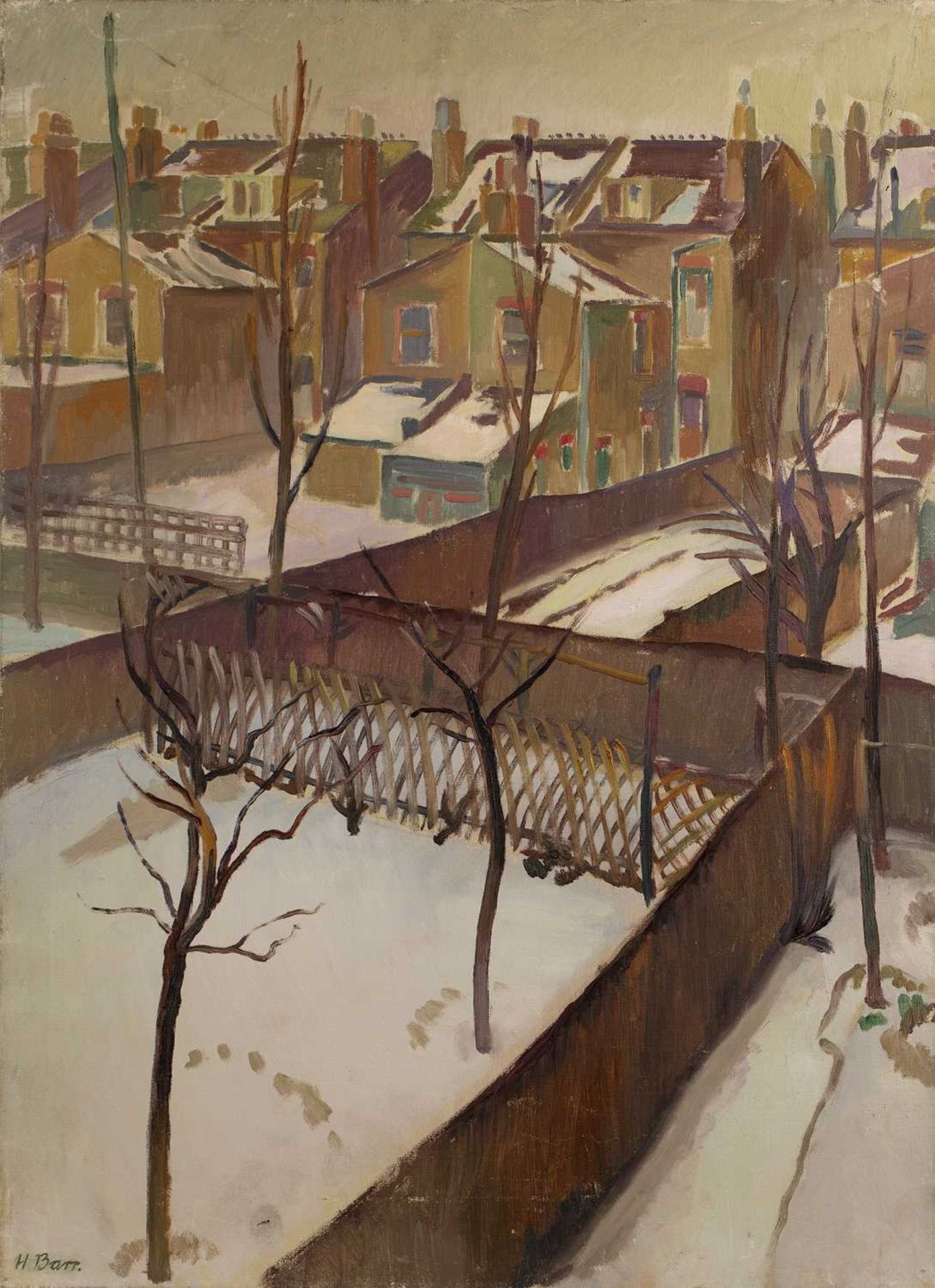 Harry Barr (1896-1987) Winter gardens, signed, oil on canvas, 76 x 55.5cm