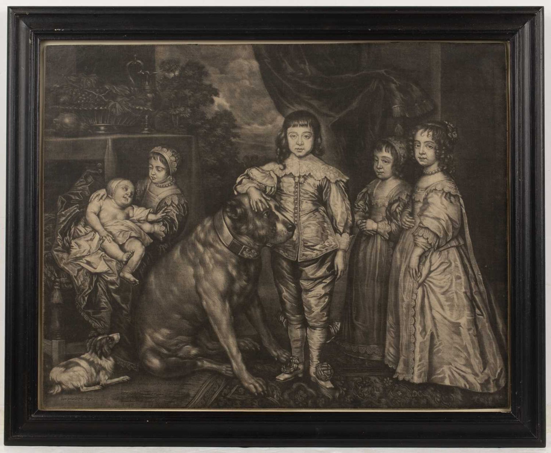 After Anthony van Dyck The Five Eldest Children of King Charles I, 17th century mezzotint, sold by E - Image 2 of 3