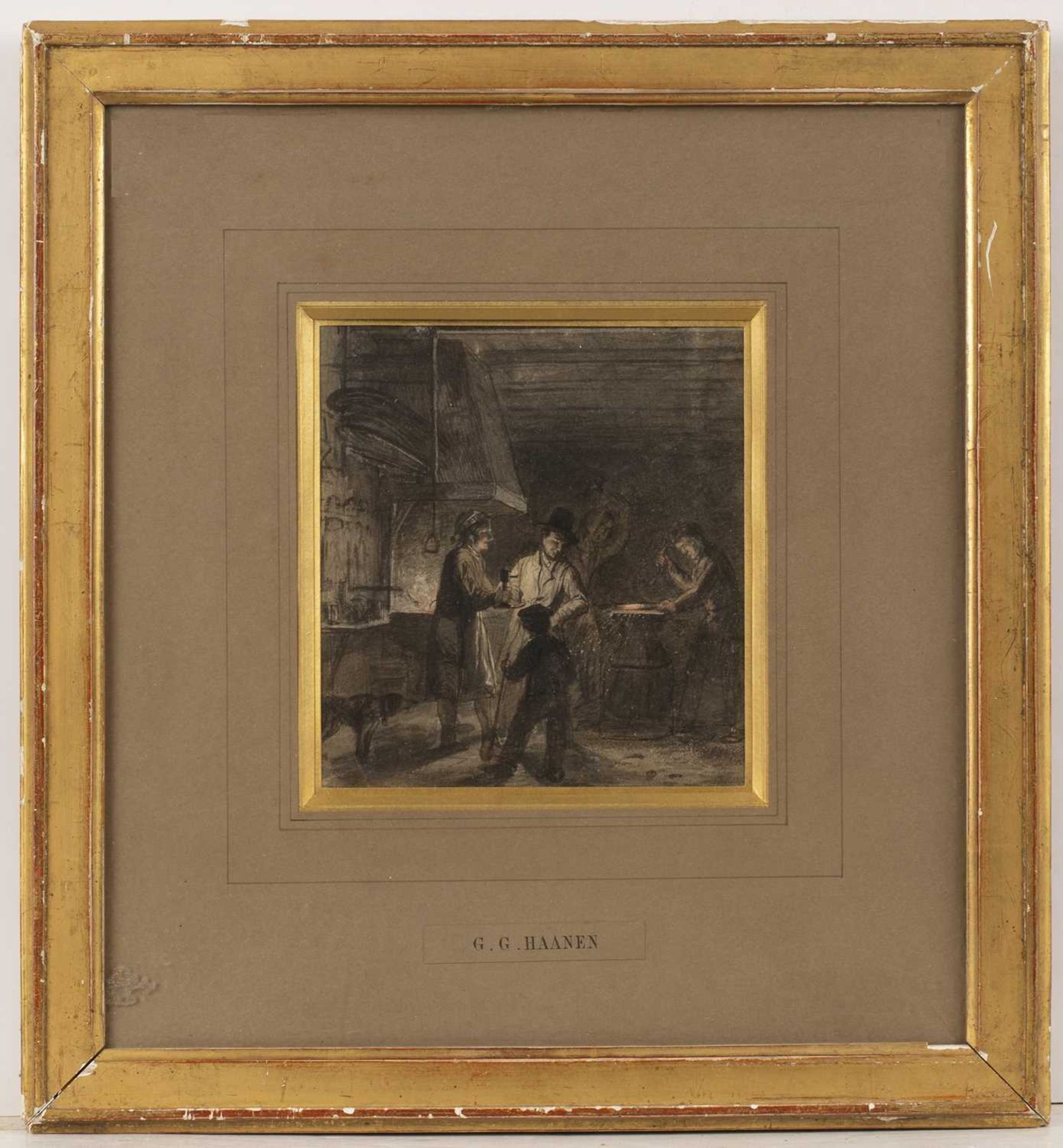 Attributed to George Gillis van Haanen (1807-1876/81) The Blacksmith's Forge, pen, ink and - Bild 2 aus 3