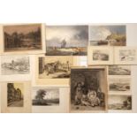 A folio of thirty one Victorian engravings, lithographs and etchings, unframed