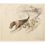 George Vernon Stokes (1873-1954) On the scent, hand-coloured, etching, signed and numbered 66/75