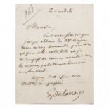 Delacroix, Eugene A single page signed letter explaining that 'it is with pleasure that I have