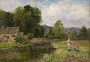 Henry John Yeend King (1854-1924) 'Bibury, Gloucestershire', signed, oil on canvas board laid to