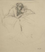 Maximilien Luce (1858-1941) Mother and child, signed with initial and dated 1892, pencil sketch,