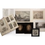 A 19th century scrap album containing a quantity of 17th and 18th century engravings, subjects to