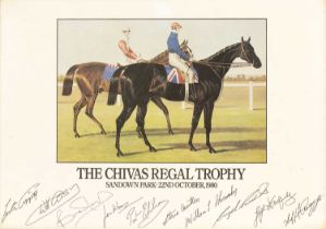 A racing print for The Chivas Regal Trophy, Sandown Park, 22nd October 1980, 29 x 41cm