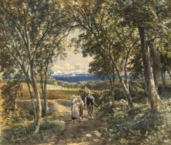 Samuel Bough (1822-1878) The Avenue, Kelty, Fife, signed and dated 1876, watercolour, 28 x 32.5cm