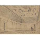 Jean Leon Gerome (1824-1904) 'Salle du Council du X', inscribed with title, pencil drawing, 10 x