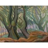 Harry Barr (1896-1987) Woodland with anthropomorphic trees, oil on canvas, 71 x 91cm, and three