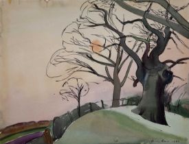 Harry Barr (1896-1987) Anthropomorphic tree study, signed and dated 1952, ink and watercolour, 35