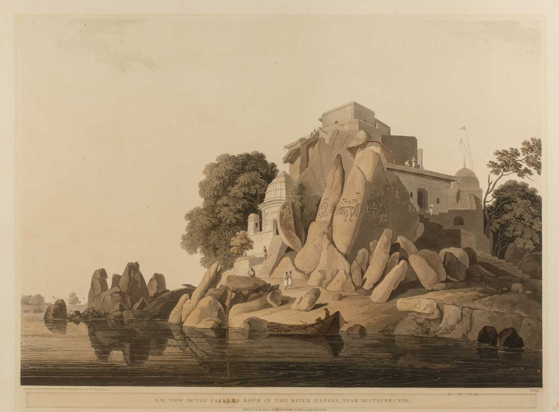 Thomas William Daniell 'S.W. View of the Fakeers Rock in the River Ganges, near Sultanganj', plate