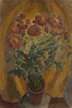 Harry Barr (1896-1987) Still life – chrysanthemums in a terracotta pot, oil on canvas, 76 x 51cm