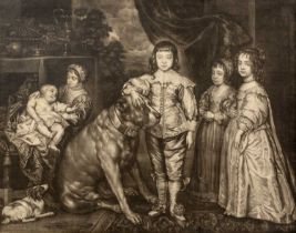 After Anthony van Dyck The Five Eldest Children of King Charles I, 17th century mezzotint, sold by E