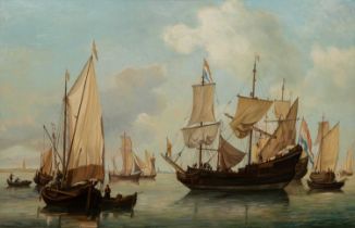 A 20th century copy after the Dutch school, boats out to sea