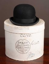 A bowler hat made by Lock & Co Hatters of St James' Street London