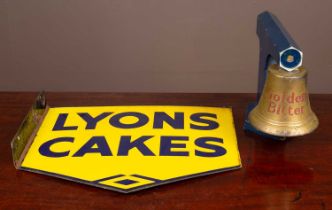 'Golden Bitter' bell and a 'Lyons Cakes' sign