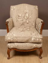 A 19th century style French walnut armchair